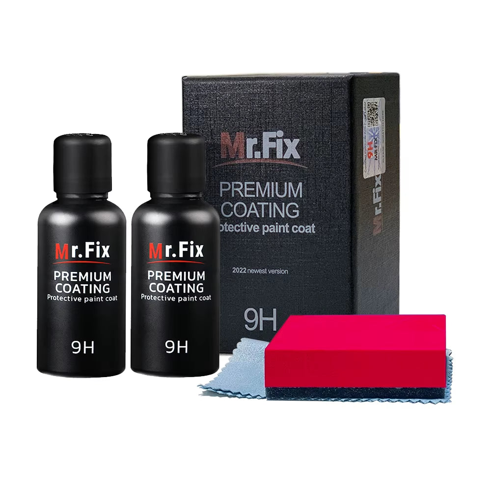 Car Ceramic Coating Kit - 2PC 30ml Enhanced 9H Polish Liquid Crystal with High-Density Super Hydrophobic Glass Coating Tools