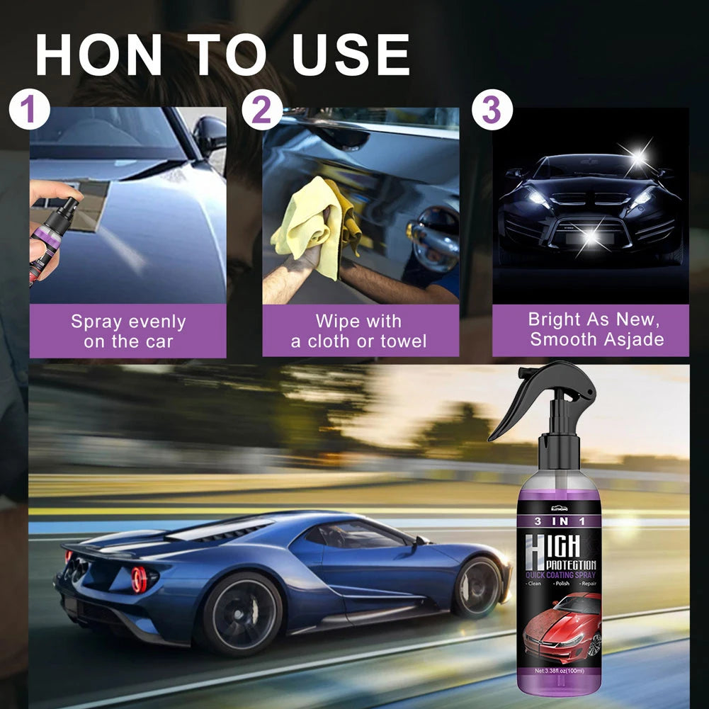 Revitalize Your Ride: 3-in-1 Nano Ceramic Coating Spray - 100ml Scratch Repair & Body Compound Solution